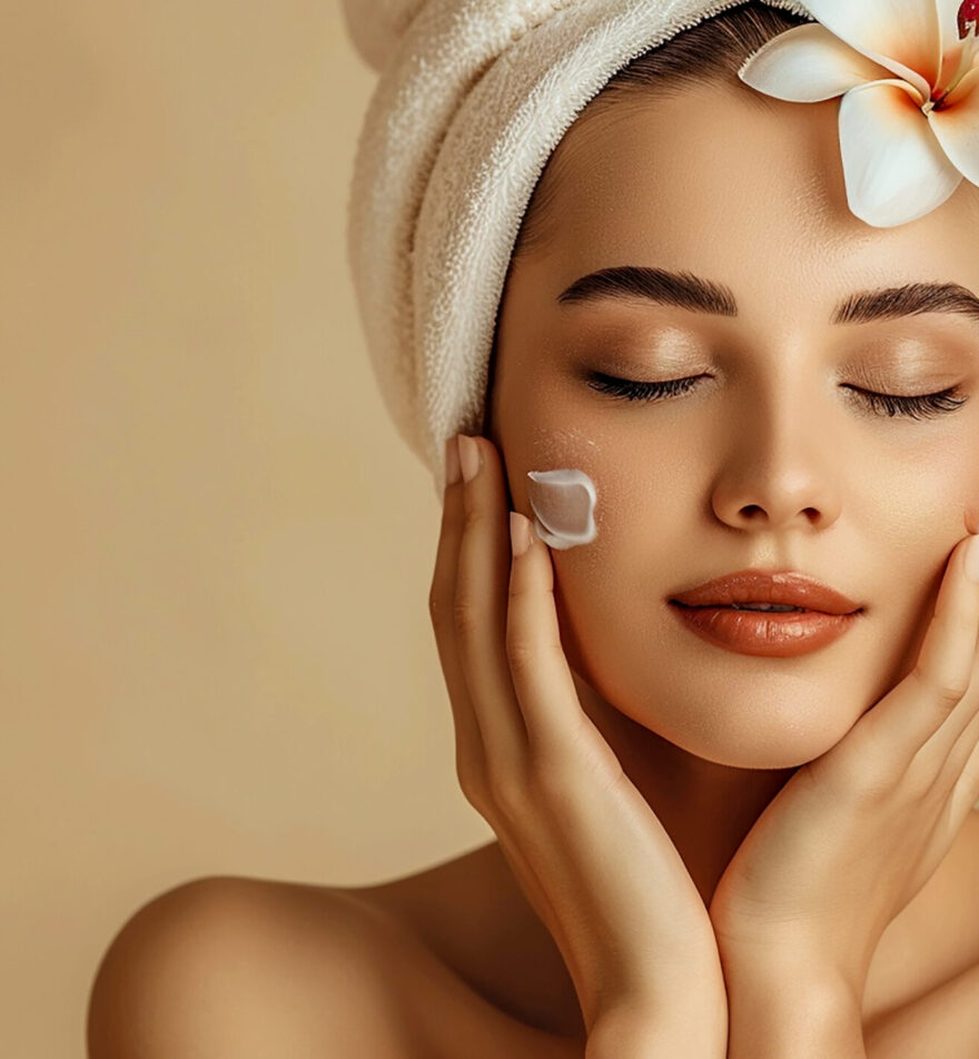 Relaxing Spa Treatment Portrait of a Woman Enjoying Skincare Routine